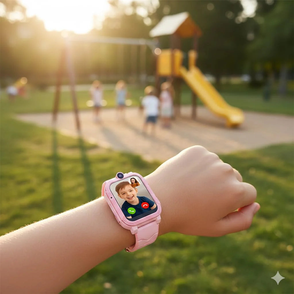 4G Android Kids Smartwatch with SIM Card, GPS + Wifi + LBS Tracker, Waterproof IP67, SOS Emergency Button, HD Video Call, Voice Chat, SMS, School Mode, Remote Monitoring, Camera, Music Player, Multiple Languages, Parental Control, Children'S Smartwatch
